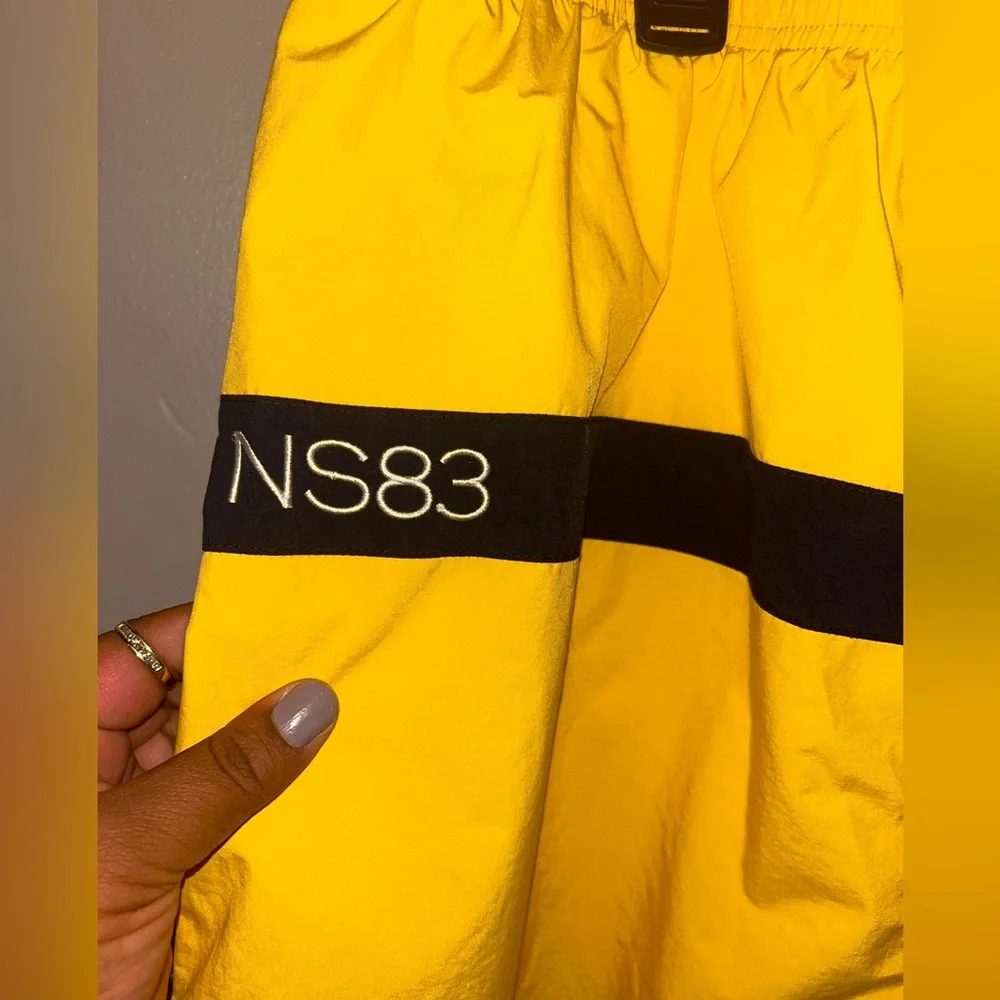 Vintage Nautica Swim Trunks - yellow/navy/white flag spell out lined